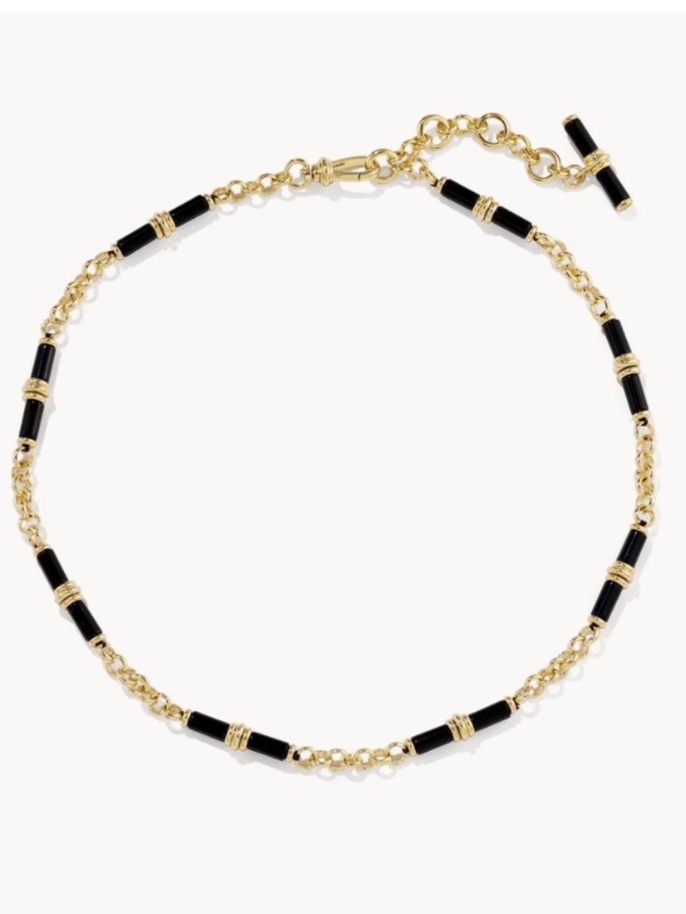 Kendra Scott Bree Gold Beaded Link and Chain Necklace in Black Agate